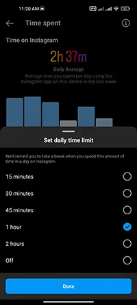 بخش set daily time limit